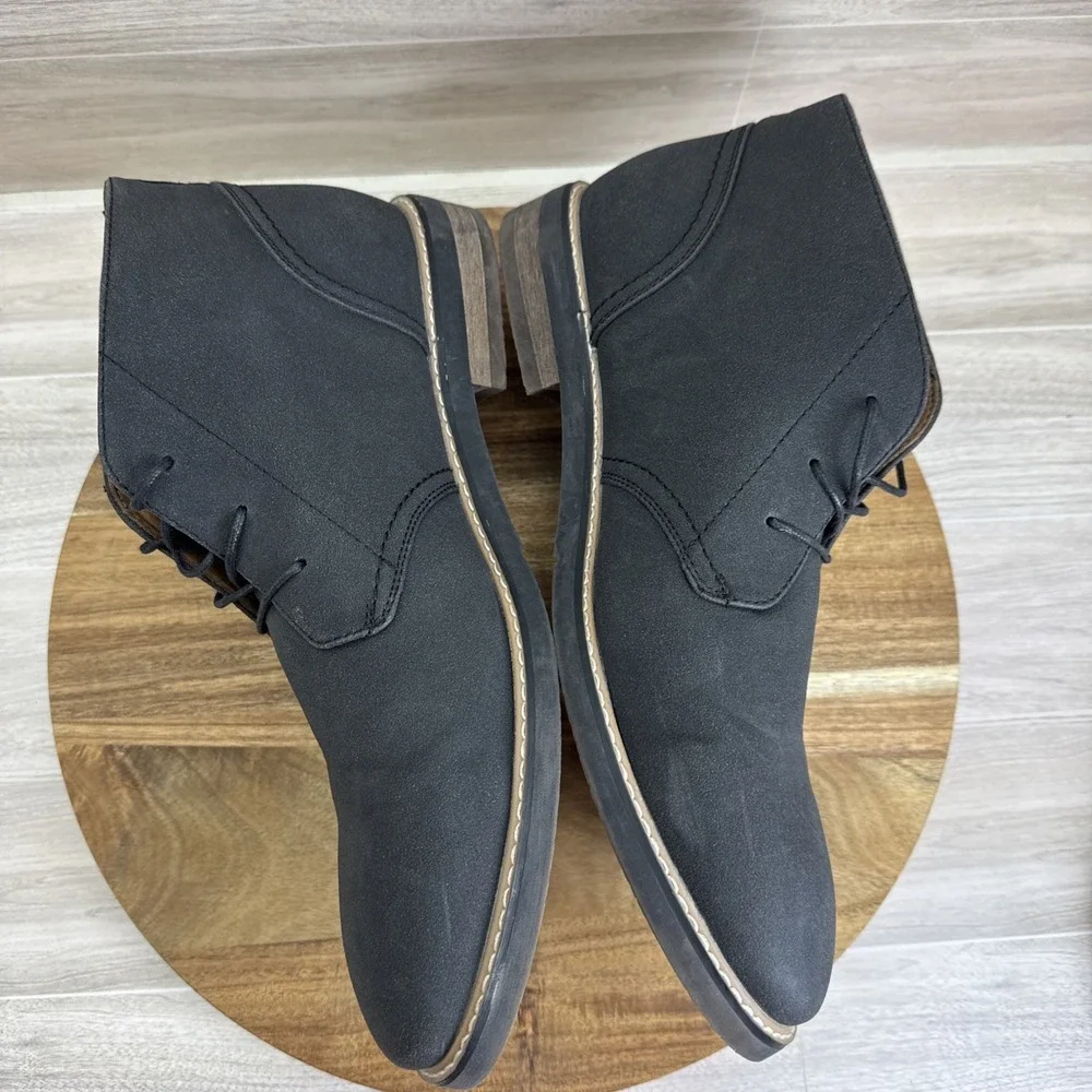 Hawker Rye Men's 12 Dark Charcoal/black? Chukka Lace Up Boots Suede Leather EUC